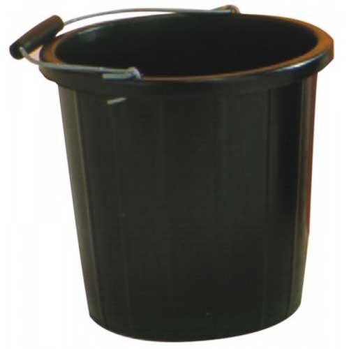 14L Plastic Black Bucket With Handle