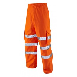 Leo L02-O High Visibility Instow Breathable Cargo Overtrouser Orange