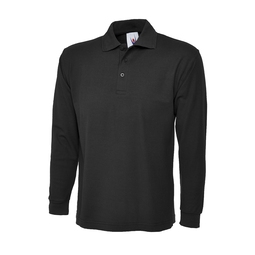 Uneek UC113 Polo Shirt Long Sleeve Mediumweight 220GSM Black