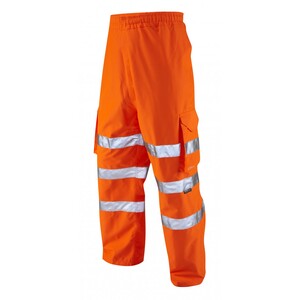 Leo L02-O High Visibility Instow Breathable Cargo Overtrouser Orange