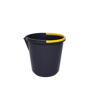 CleanWorks Black Plastic Bucket with Yellow Handle 2 Gallon