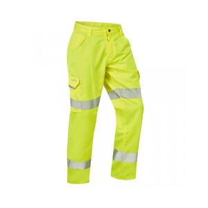 Leo CT03-Y High Visibility Yelland Polycotton Cargo Trouser Regular Leg Yellow