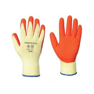 Portwest A100 Latex Grip Gloves Orange/Yellow